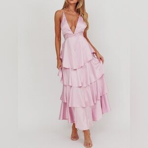 Selfie Leslie NWT Auguste Tiered Frill Strappy Back Dress Lilac